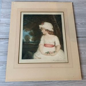 Vintage Percy Henry Martindale Girl With flowers Signed Art Print
